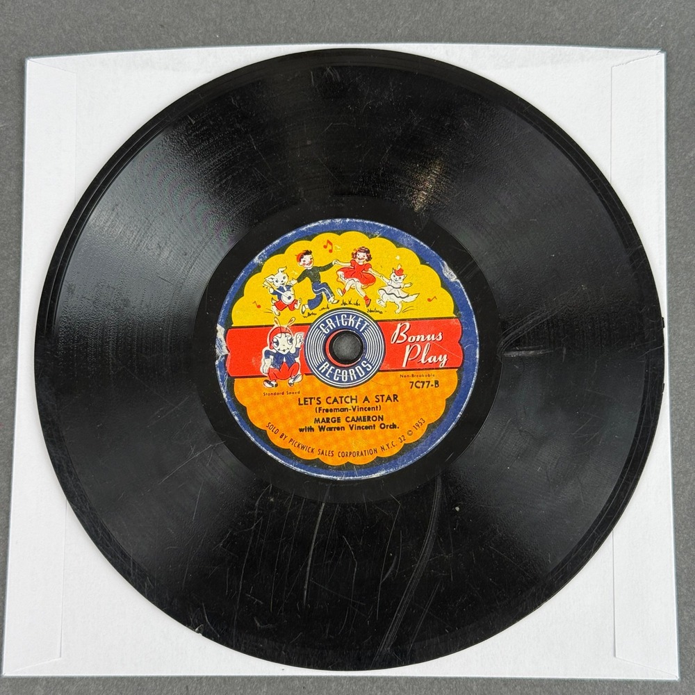 Cricket Records Over The Rainbow 78 RPM Vinyl 7C77 Vintage 1953 Fair